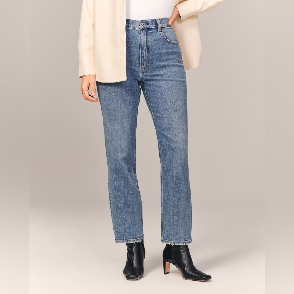 Abercrombie & Fitch ankle straight ultra high rise curve love jeans